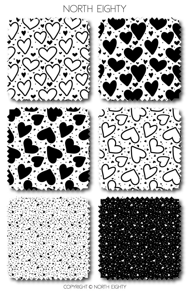 Black & White Hearts Digital Papers