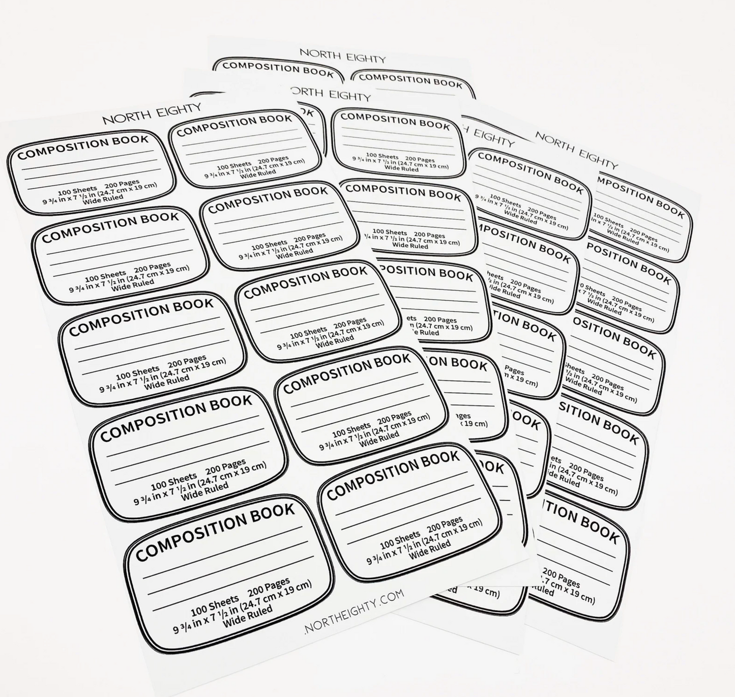 Composition Book Vinyl Decals Sheet