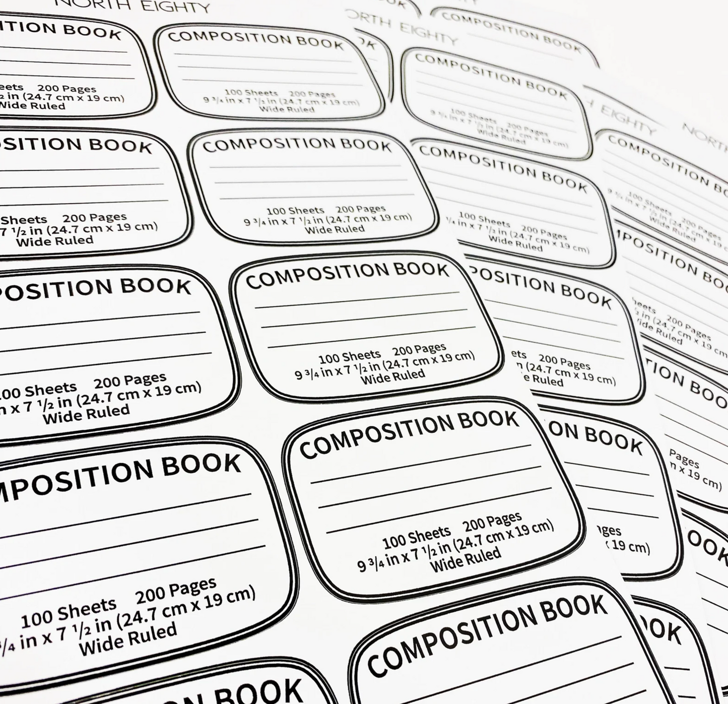 Composition Book Vinyl Decals Sheet