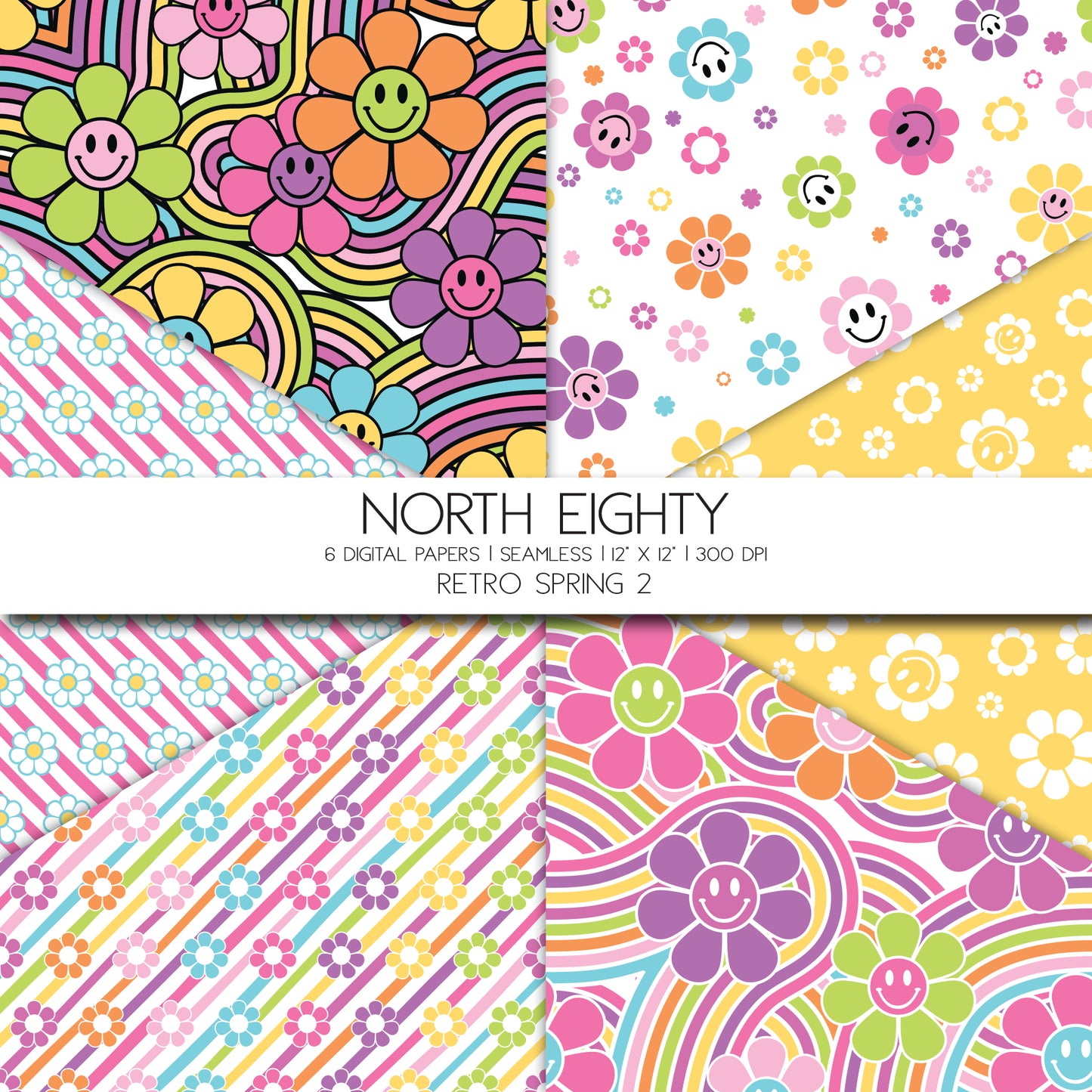 Retro Spring Digital Papers 2