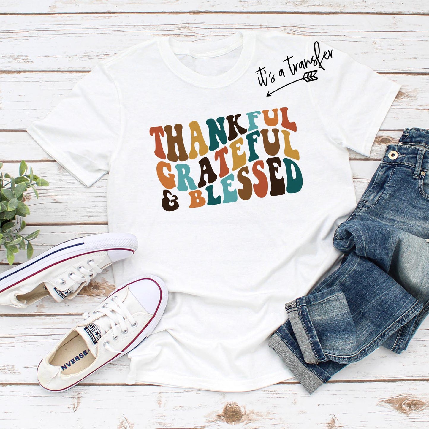 Thankful, Grateful, & Blessed Sublimation Transfer