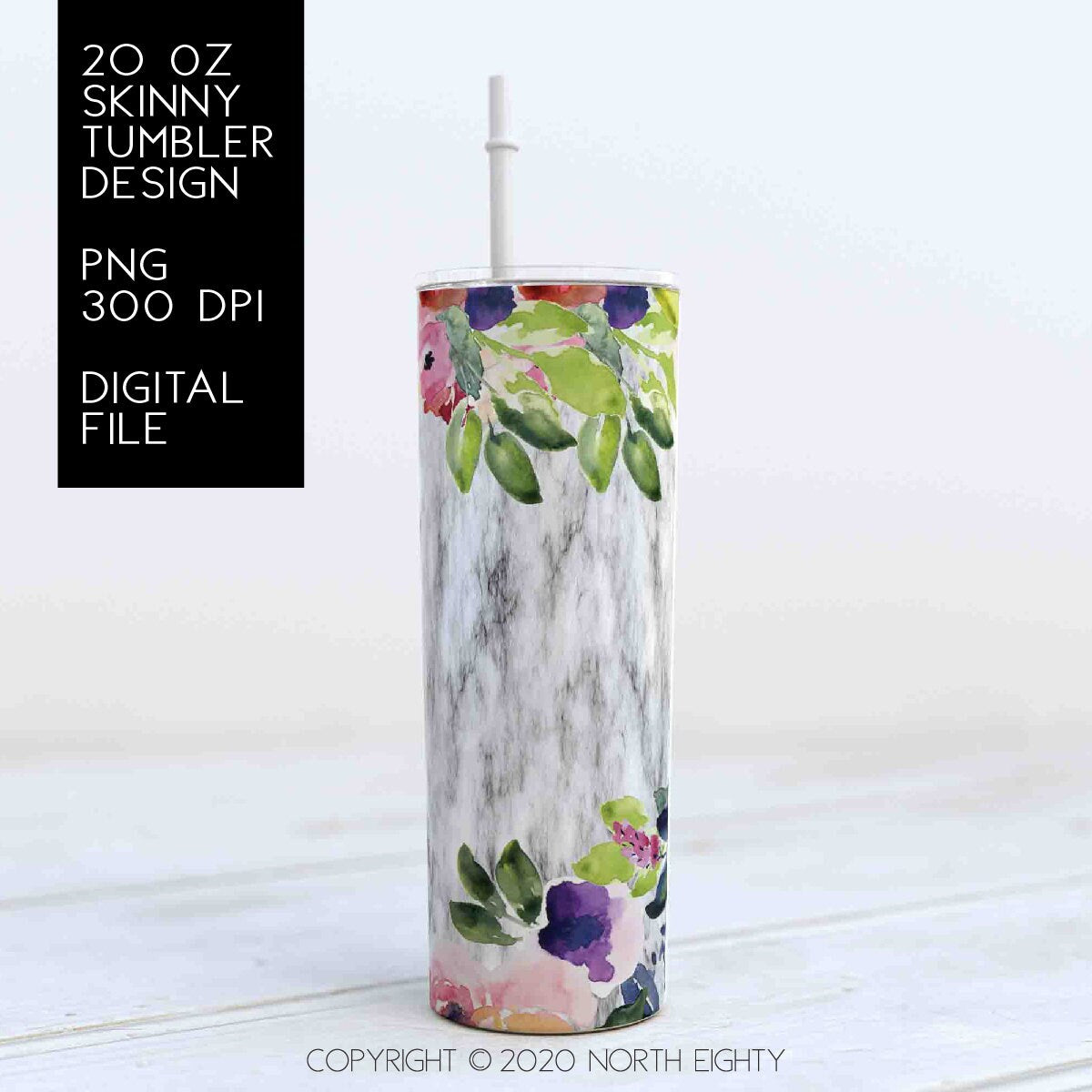 Bright Floral Tumbler Wrap Flower Floral Seamless Wrap Sublimation Designs  - Skinny Tumbler 20oz Design - Digital Download - Seamless Design