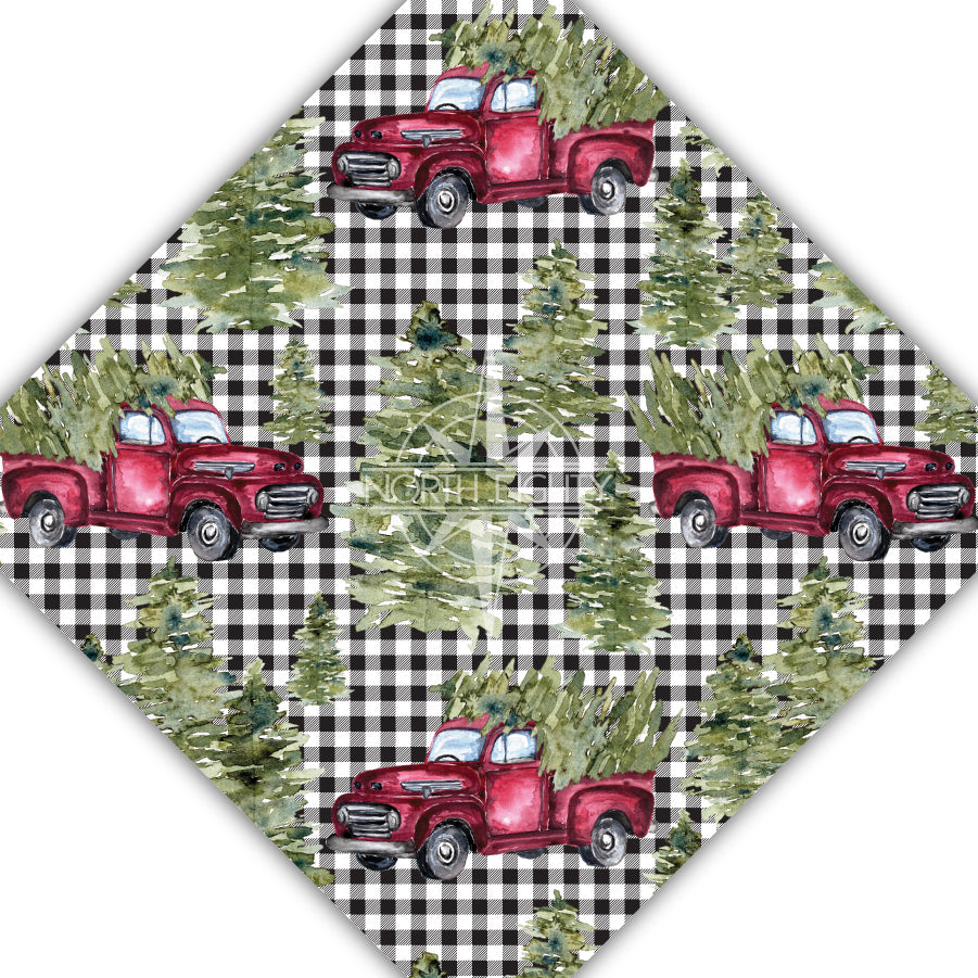 Red Truck on Plaid
