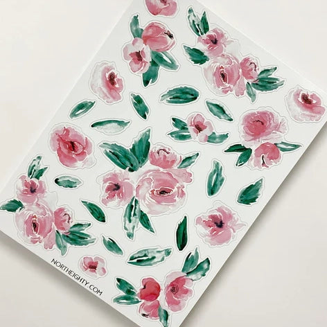 Bright Pink Watercolor Floral Decals
