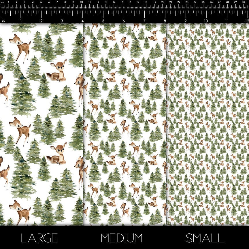 Christmas HTV - Woodland - Christmas Printed Vinyl - Deer Christmas Tree Heat Transfer Vinyl