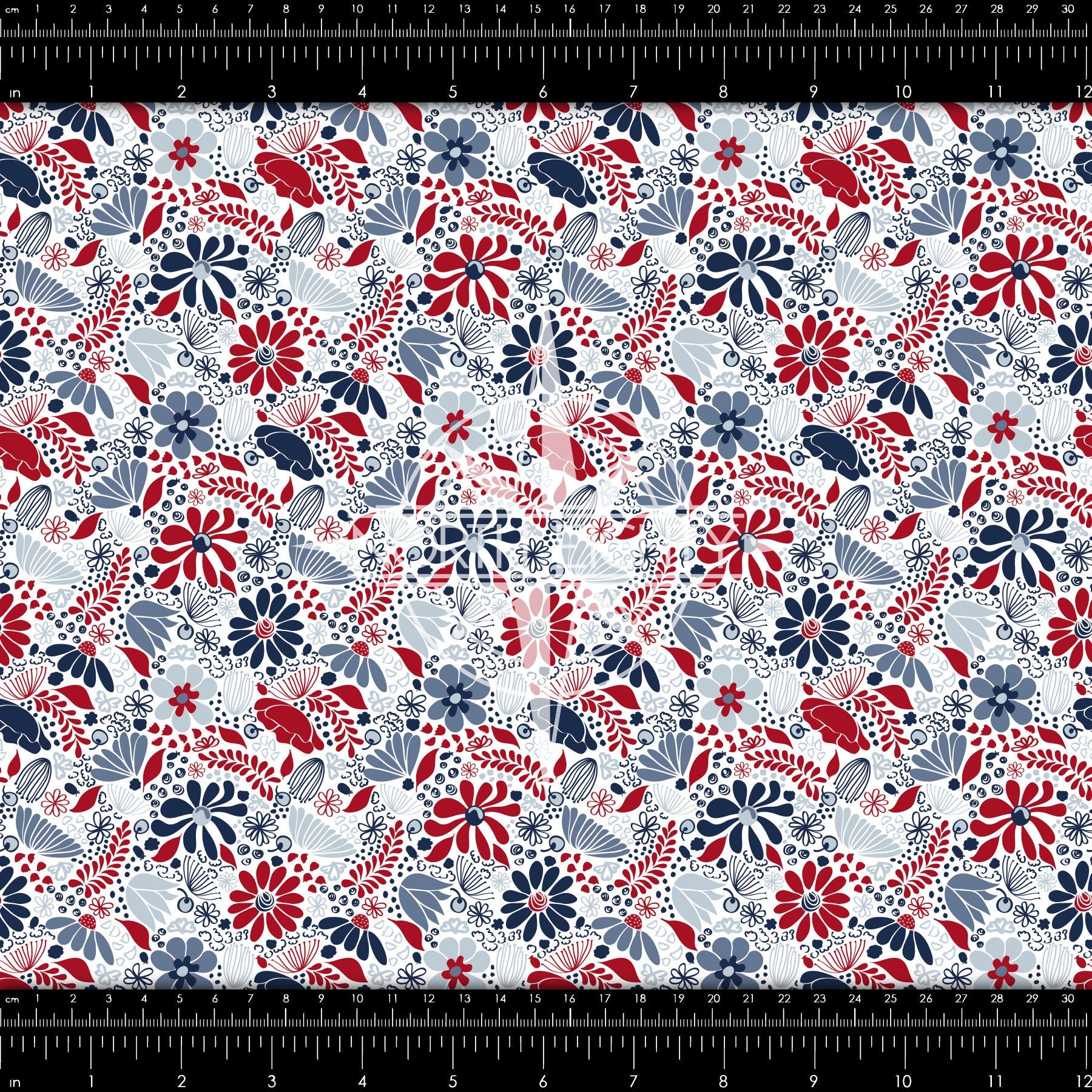 Patriotic Printed Vinyl - Floral Heat Transfer Vinyl - htv Sheet - 4th of July - Independence Day - Memorial Day