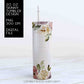 Fall Skinny Tumbler png - 20 oz Sublimation Digital Download - Clip Art - Watercolor Flowers - 20 oz Tumbler Download