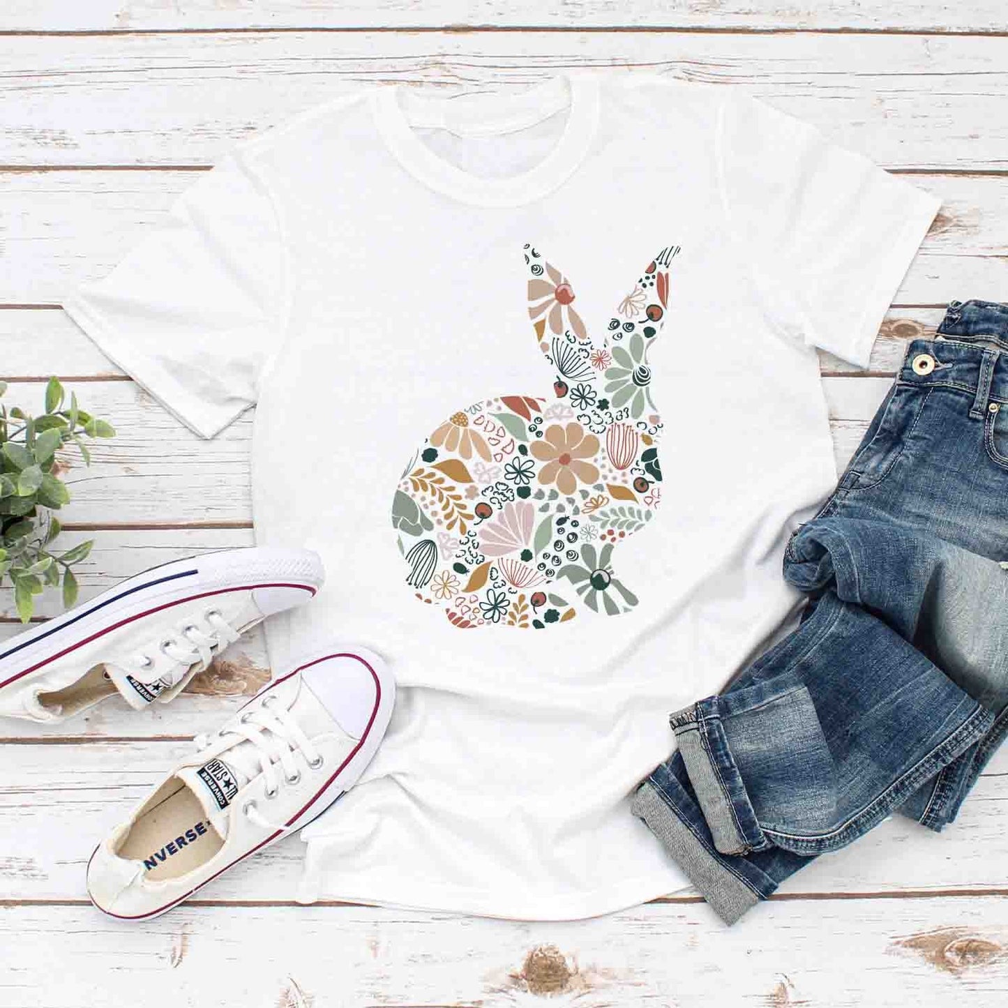 Easter Bunny png - Bunny Sublimation Download - Clip Art - Bunny - png - Floral Bunny