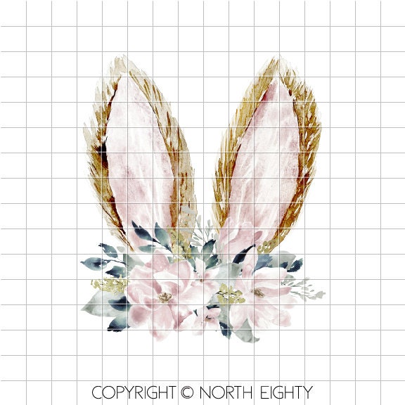 Easter Sublimation png - Happy Easter Digital Download - Bunny Ears - Floral - Easter Bunny Ears png - Magnolia