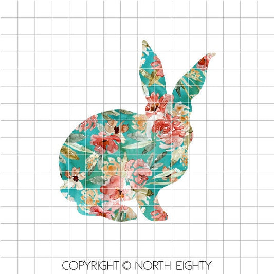 Easter Bunny Sublimation Design - Floral Easter Bunny Digital Download - Clip Art - Floral - Easter PNG