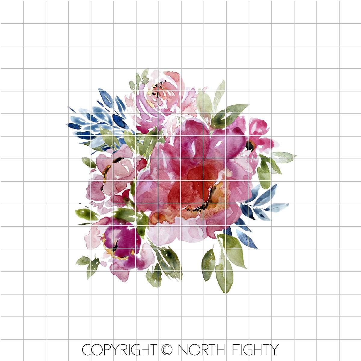 Floral Sublimation Digital Download - Flower Design PNG - Waterslide Clip Art - Watercolor