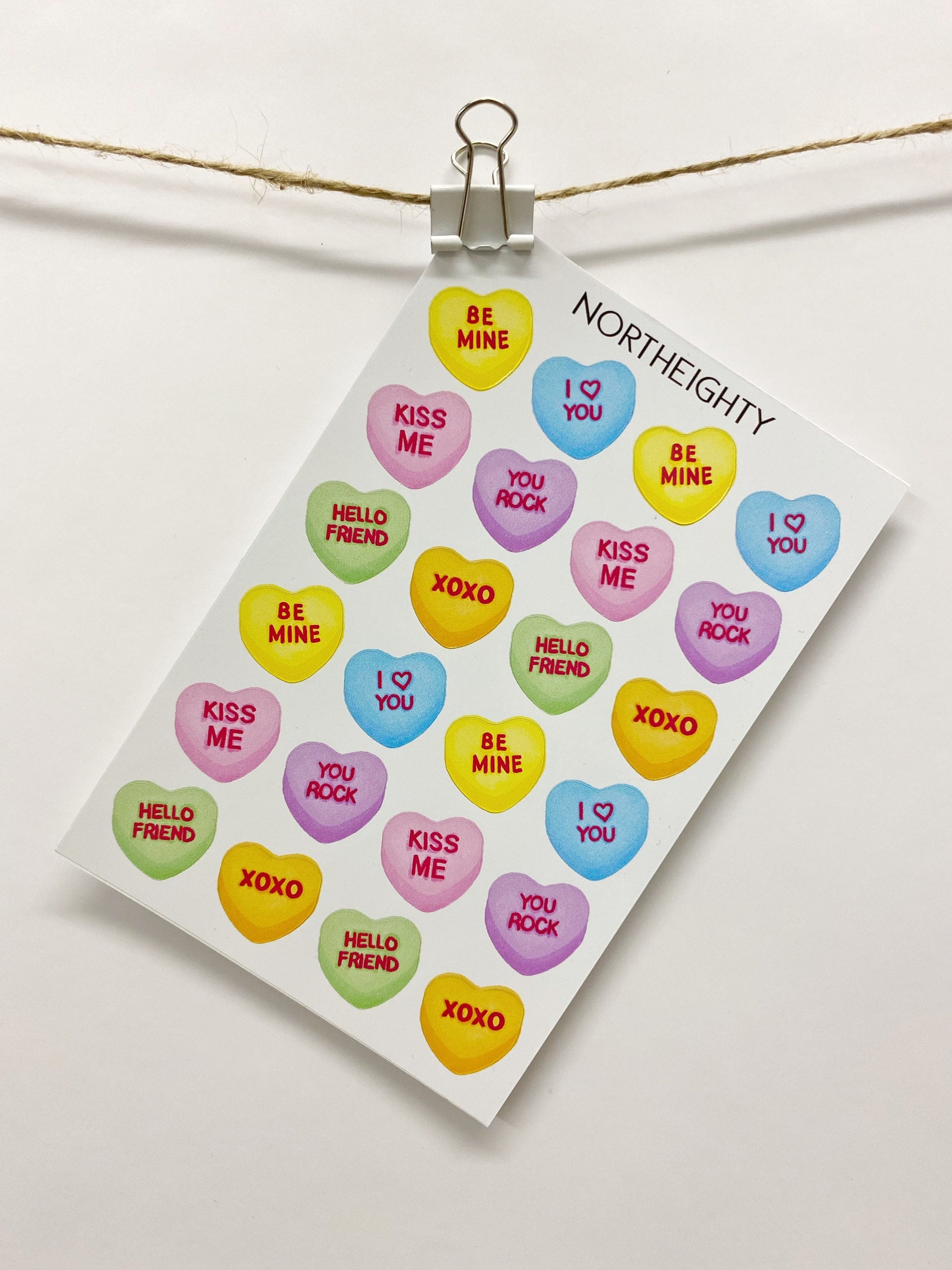 Vinyl Decals - Candy Hearts Sticker Sheet - Waterproof - Laptop - Tumbler Decals - Stand Mixer - Sticker Sheets - Valentine's Day - Stickers