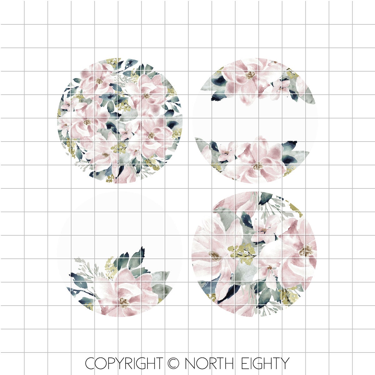 Car Coaster Sublimation Design - Coaster Digital Download - Watercolor Floral - Flowers - Magnolia