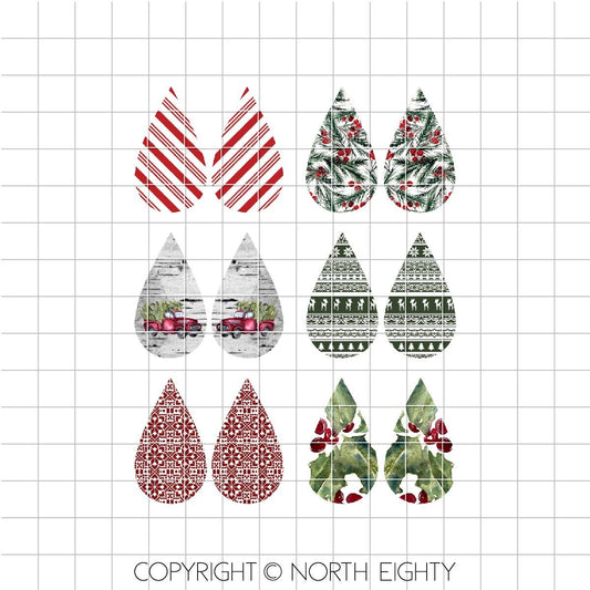Sublimation Earring Design - Christmas Earring Digital Download - Bundle