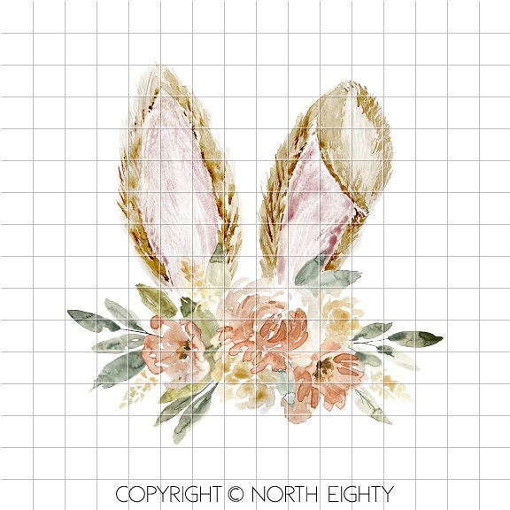 Watercolor floral rabbit ears sublimation design downloads, easter sublimation png, easter bunny clipart, floral ears shirt Digital File