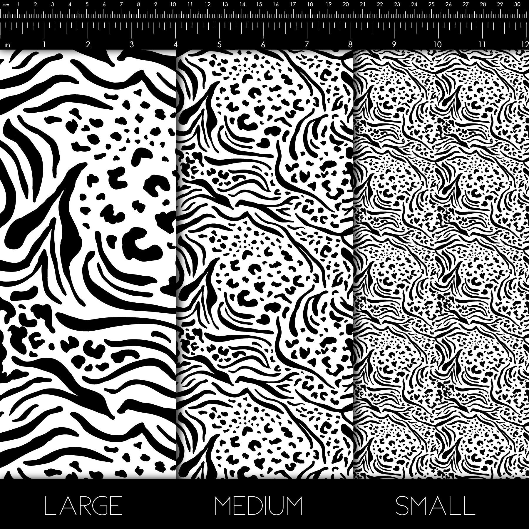 Vinyl - Black And White Vinyl - HTV - Heat Transfer Vinyl - Adhesive Vinyl - Sublimation - Flood Sheet - Paper - Black and White - Cheetah