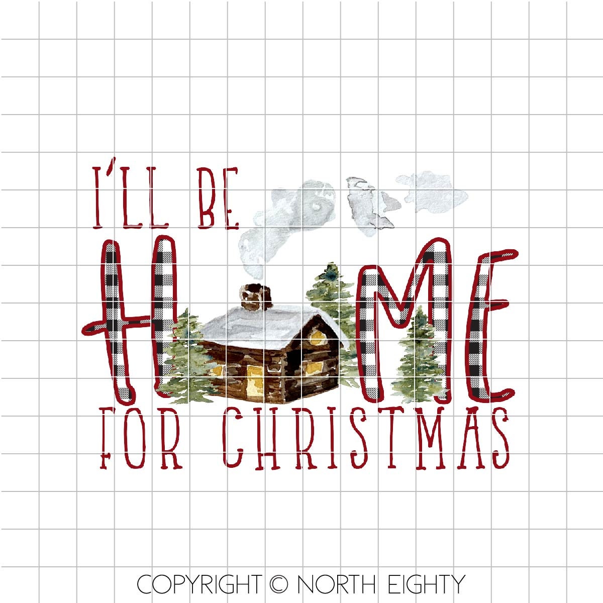 Home For Christmas Sublimation  - Buffalo Plaid Digital Download - Christmas Download - PNG