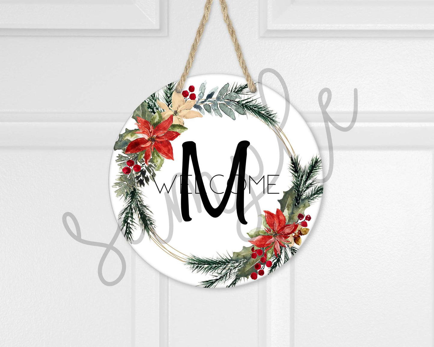 Christmas Wreath Sublimation Design Download - Wreath Waterslide png instant download - Wreath Clip Art - Poinsettia Sublimation Design