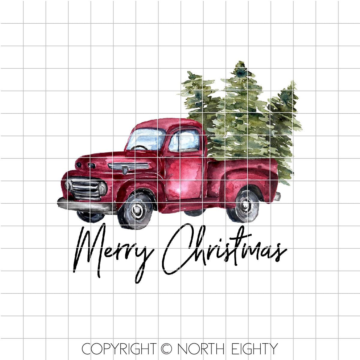 Red Truck Sublimation - Merry Christmas Instant Download - Christmas Graphic - PNG