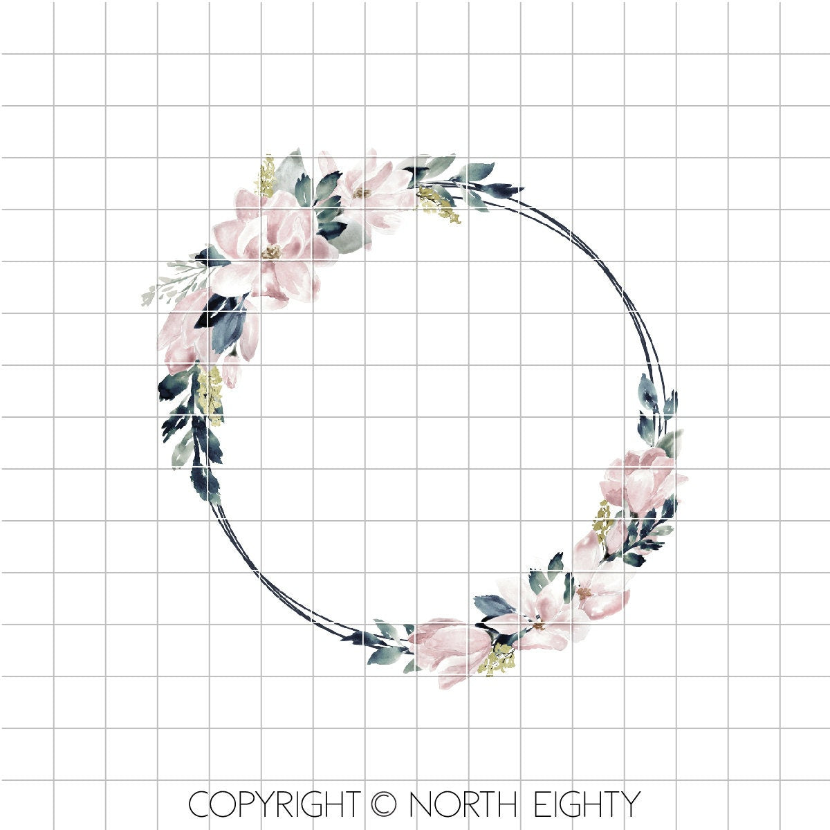 Floral Wreath Sublimation Download - Flowers Digital Download png - Clip Art - Watercolor Flowers - Magnolia