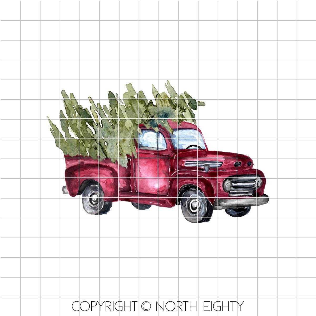 Red Truck With Christmas Trees clipart - Instant Download - Christmas Sublimation Graphic - PNG
