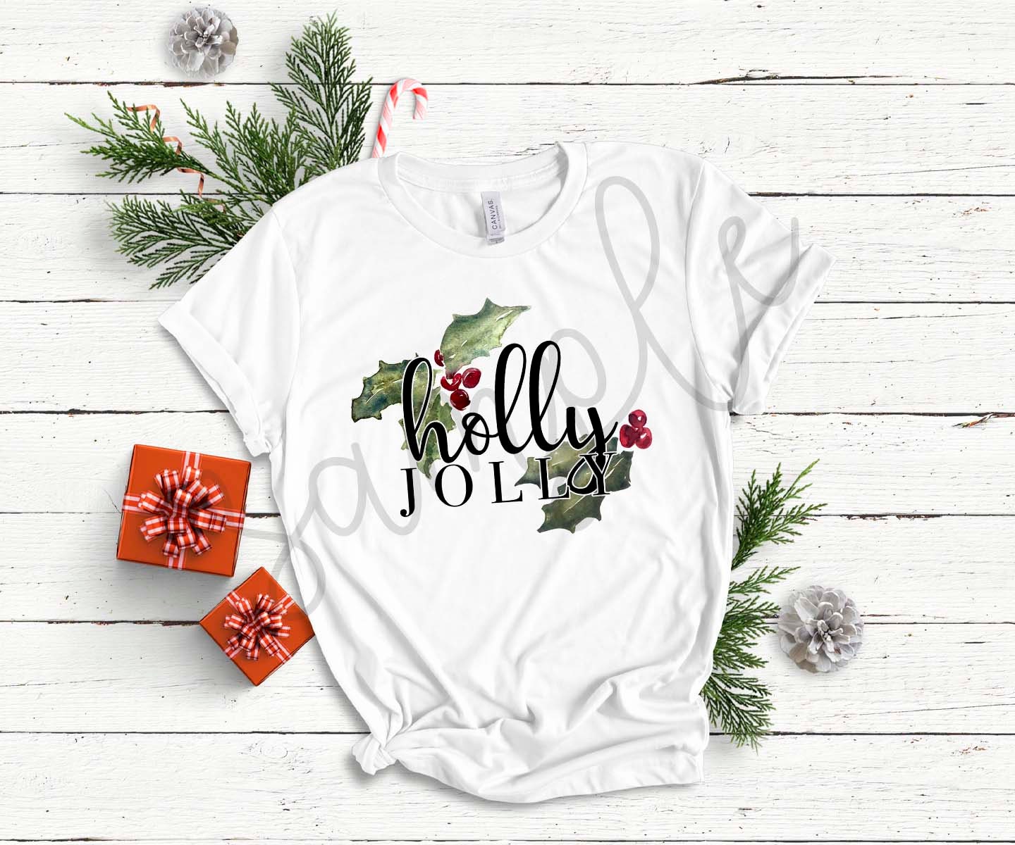 Christmas Sublimation Design Download - Holly Jolly Waterslide png Download - Holly Clip Art - Watercolor Sublimation Design - Christmas