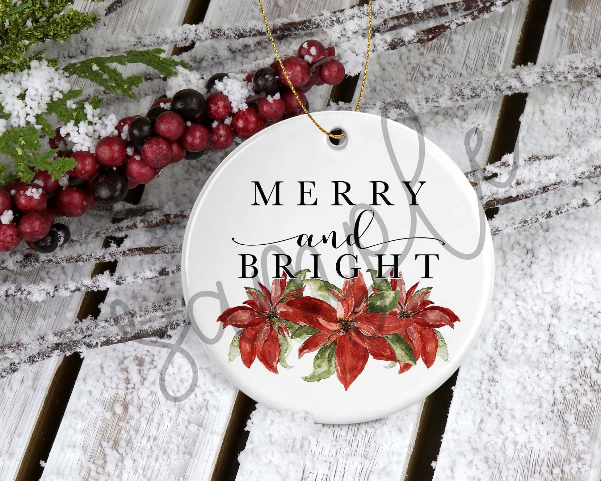 Merry And Bright Sublimation Design Download - Christmas Waterslide png Download- Christmas Clip Art - Sublimation Design - Poinsettia