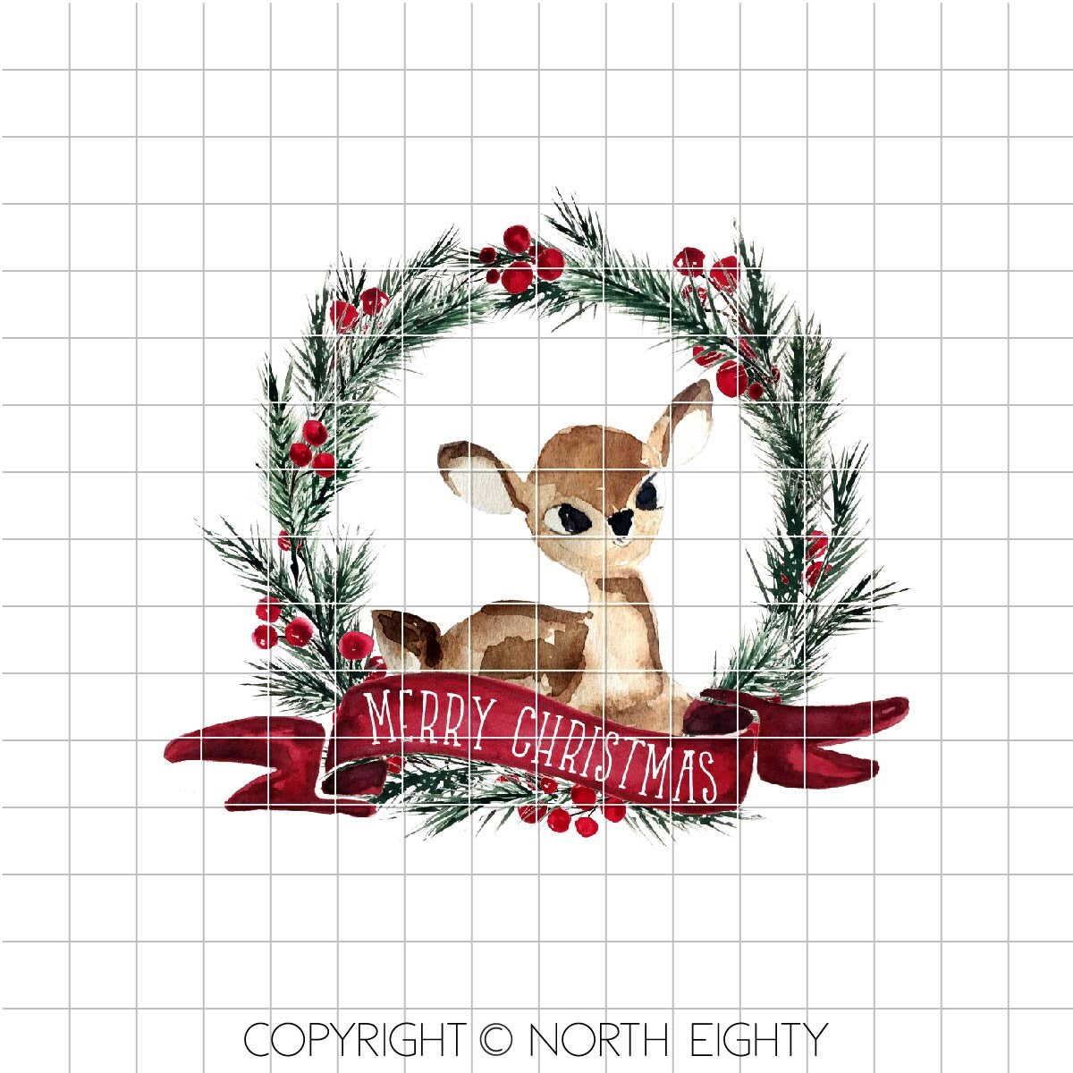 Christmas Sublimation Designs - Wreath and Deer Waterslide png Download- Christmas Wreath Clip Art - Watercolor Sublimation Design
