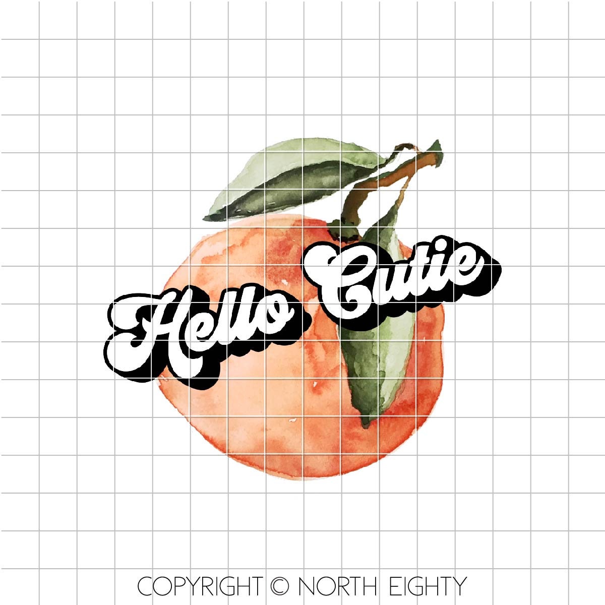 Hello Cutie Sublimation Design - Orange Digital Download - Clip Art - Cutie