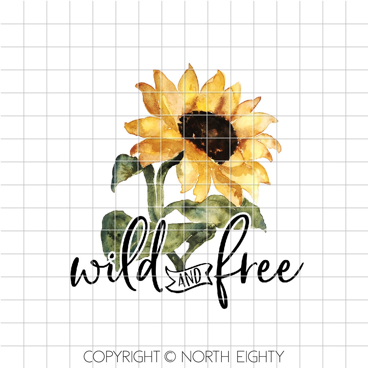 Sunflower Sublimation PNG - Wild And Free Clip Art - Watercolor Sunflower Design - Waterslide - Image Transfer