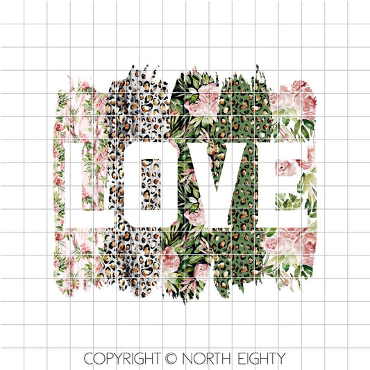 Love Sublimation Design - Brushstroke Background Digital Download - Floral Background png - Love png - Valentine's Day Digital Download