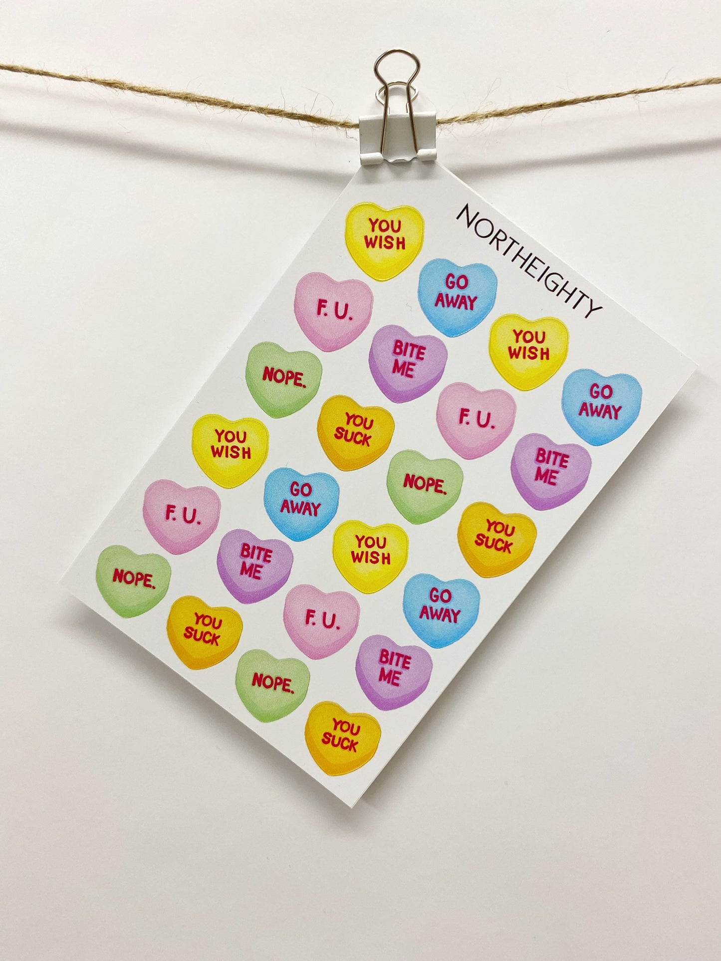 Anti Valentine's Day - Candy Hearts Sticker Sheet - Laptop - Tumbler Decals - Stand Mixer - Sticker Sheets - Valentine's Day - Stickers