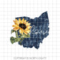 Ohio Sunflower Sublimation Transfer - State PNG Clip Art Design - Ohio Sunflower - State Watercolor Ohio Download - Home