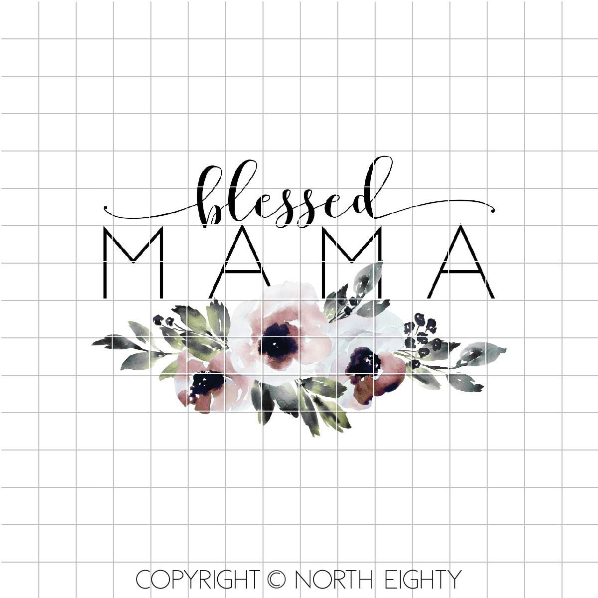 Blessed Mama Sublimation Design png - Mom Flower Digital Download - Floral Clip Art - Watercolor floral - Sublimation - Waterslide