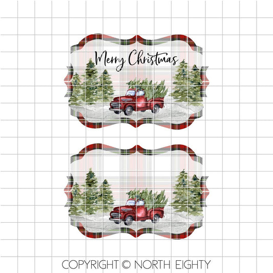Christmas Ornament Sublimation png - Christmas Ornament Sublimation Download - Plaid - Red Truck Ornament - Presideo