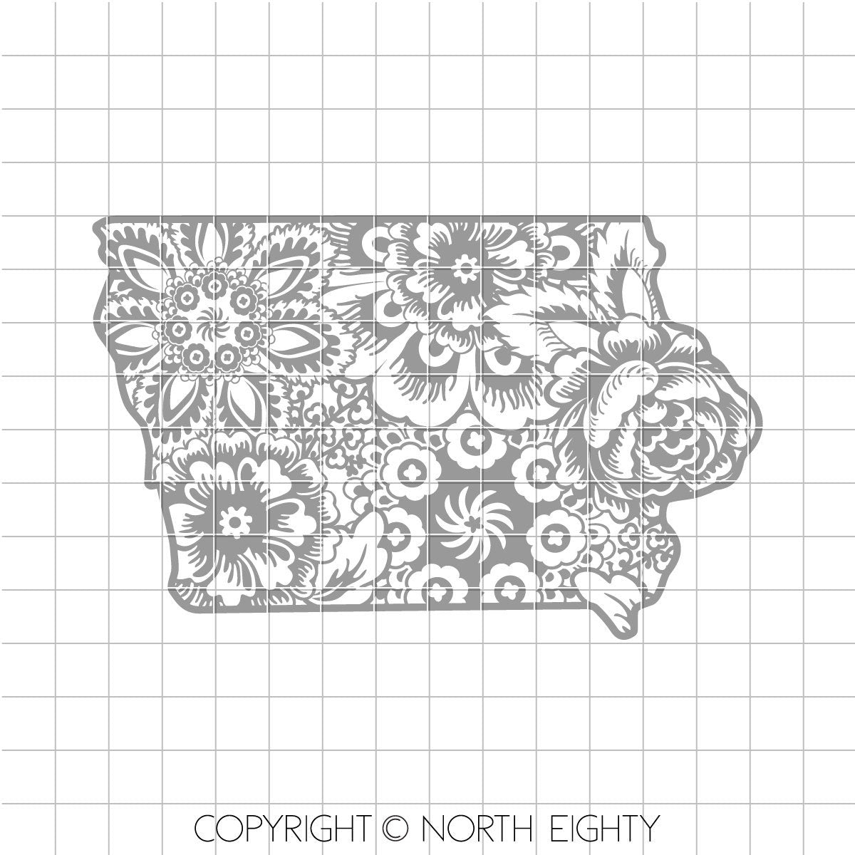 Iowa Floral svg cut file - Flower State Silhouette - Iowa