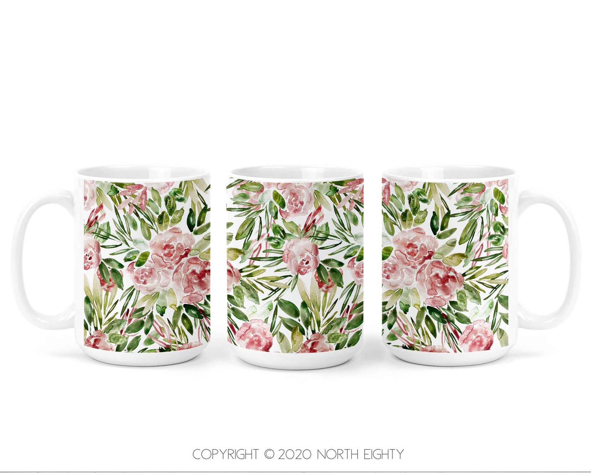 Valentine's Day Coffee Cup Sublimation Design - Mug png - Watercolor Flowers - 11 oz mug design - 15 oz Coffee Cup Sublimation - Sublimation