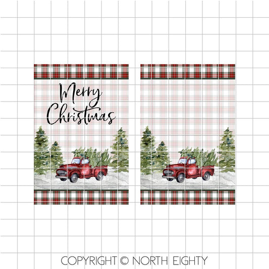 Christmas Garden Flag Sublimation Design - Yard Flag png - Christmas Sublimation png - Sublimation Design - Plaid - Red Truck