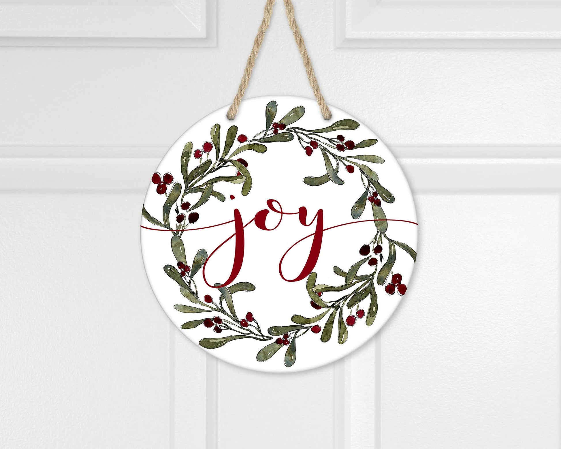 Christmas Sublimation Download - Holly Wreath png - Joy - Waterslide Instant Download - Wreath Clip Art - Watercolor Wreath
