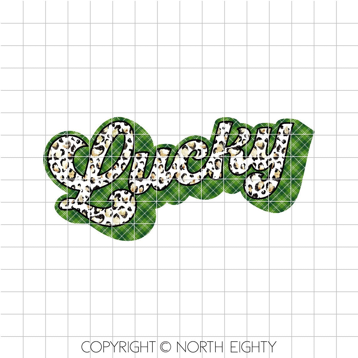 St Patrick's Day Sublimation Design - Lucky Digital Download - Clip Art - Lucky - Leopard Print - Tartan - PNG