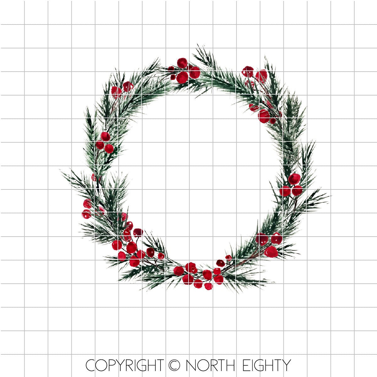 Christmas Wreath Sublimation Design Download - Wreath Waterslide png instant download - Wreath Clip Art - Watercolor Sublimation Design