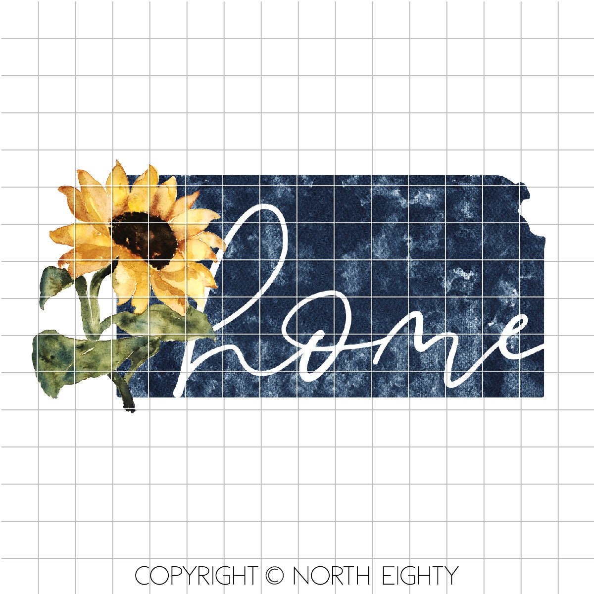 Kansas Home Sublimation Transfer - State PNG Clip Art Design - Kansas Sunflower - State Watercolor Kansas Download - Home