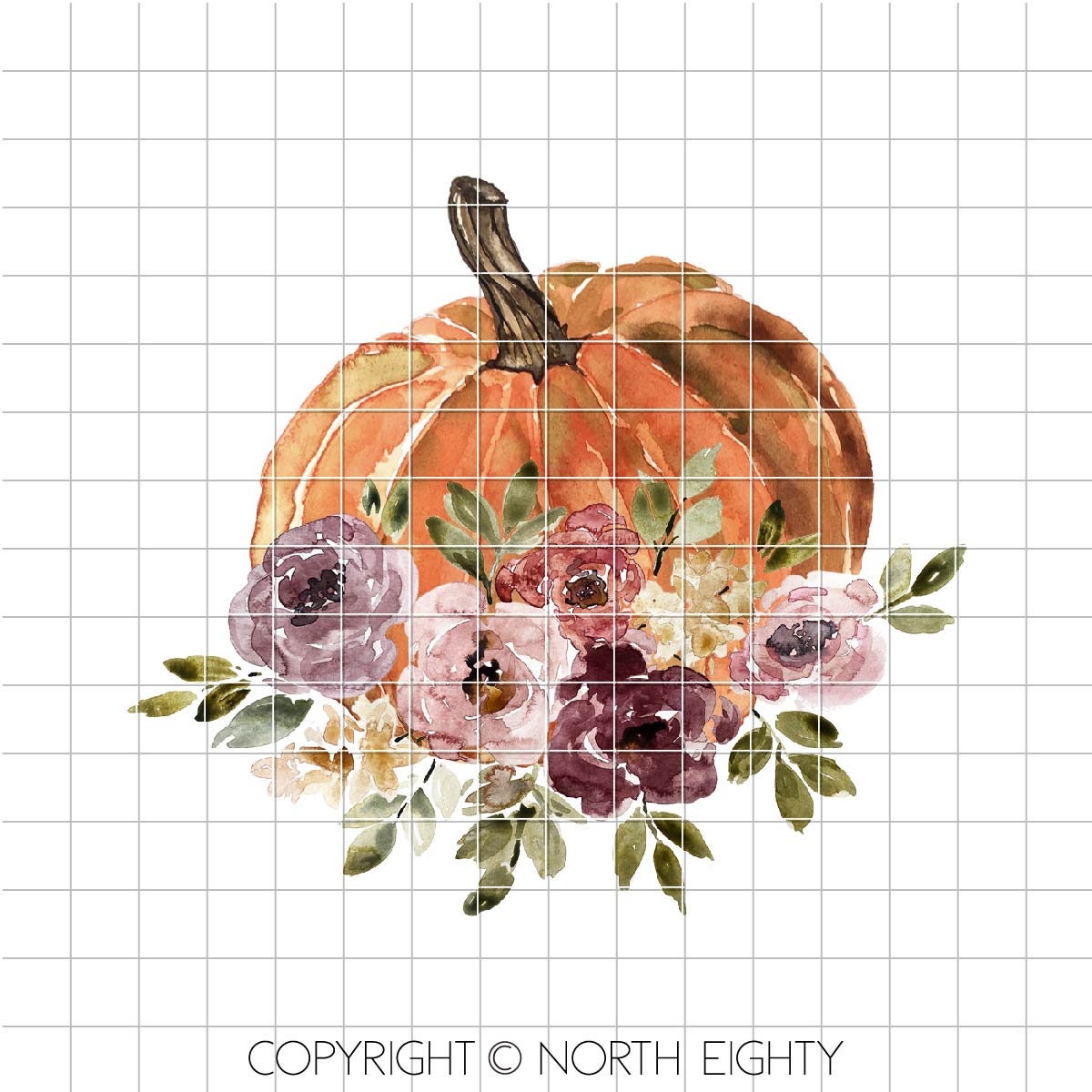 Fall Sublimation Digital Download - Pumpkin and Fall Flowers png - Clip Art - Watercolor Pumpkin Design - Fall Sublimation