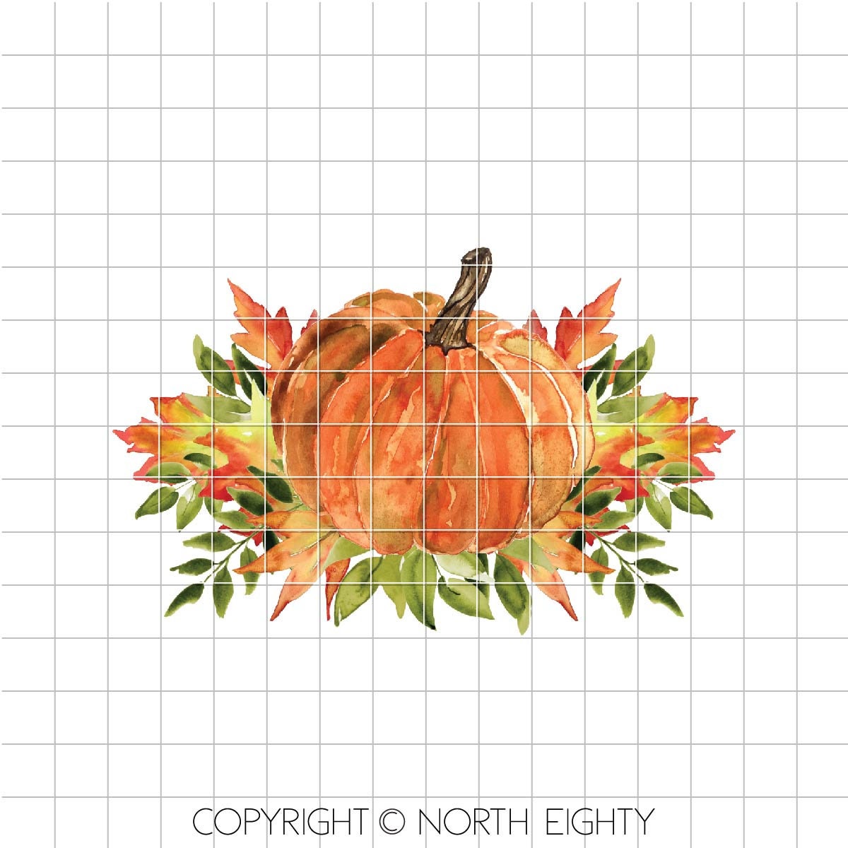 Fall Pumpkin Sublimation Digital Download Design - WatercolorPumpkin and Leaves Waterslide png - Clip Art - Watercolor Sublimation Design