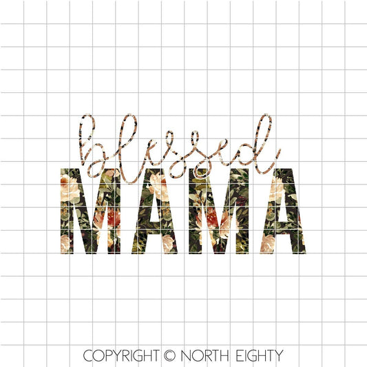 Blessed Mama Sublimation Design png - Fall Digital Download - Floral Clip Art - Watercolor - Sublimation - Leopard and Floral