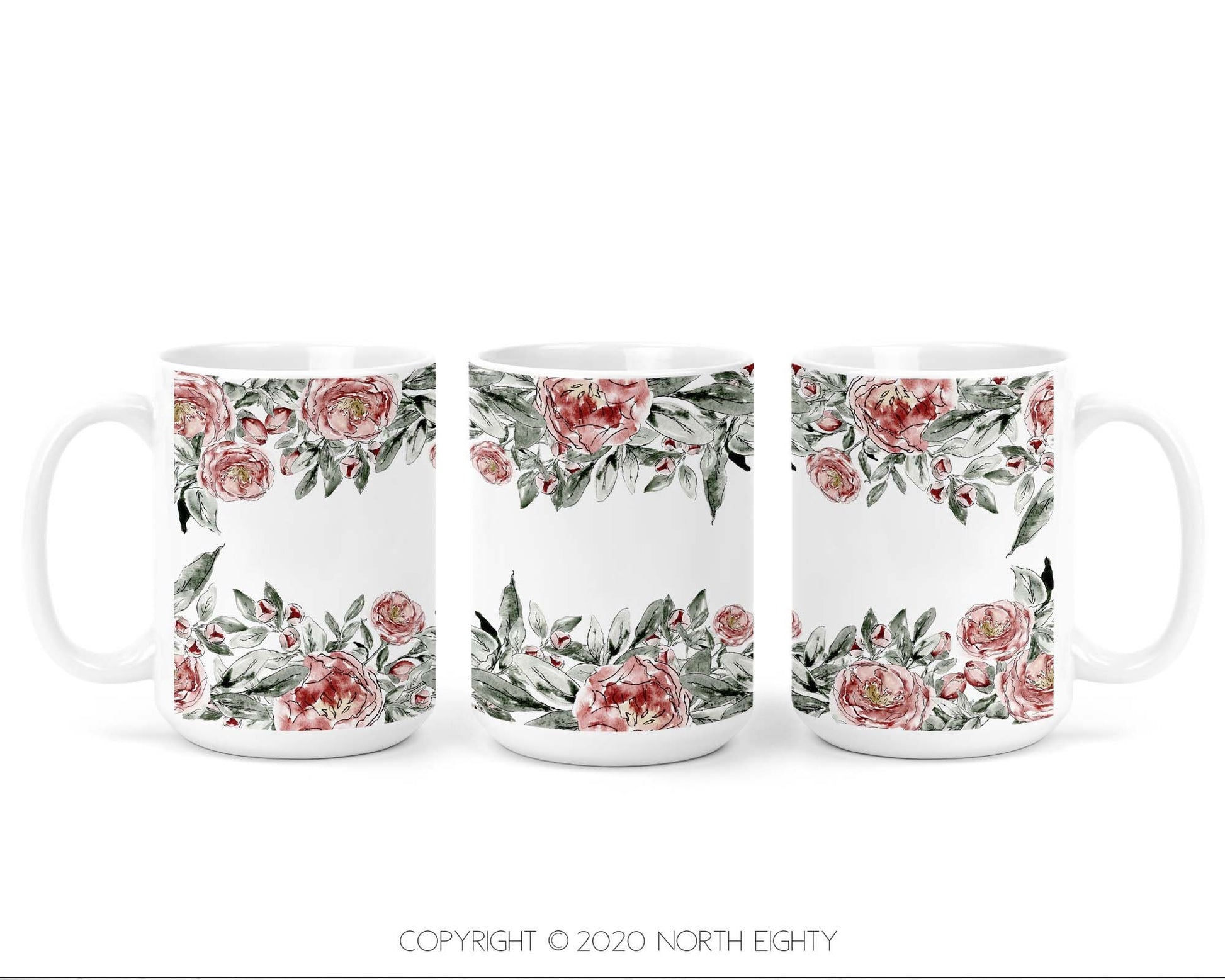 Valentine's Day Coffee Cup Sublimation Design - Mug png - Watercolor Flowers - 11 oz mug design - 15 oz Coffee Cup Sublimation - Be Wine