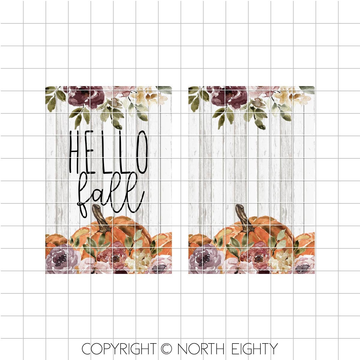 Hello Fall Garden Flag Sublimation Design - Yard Flag Digital Download - Fall Sublimation Clip Art - Watercolor Sublimation Design