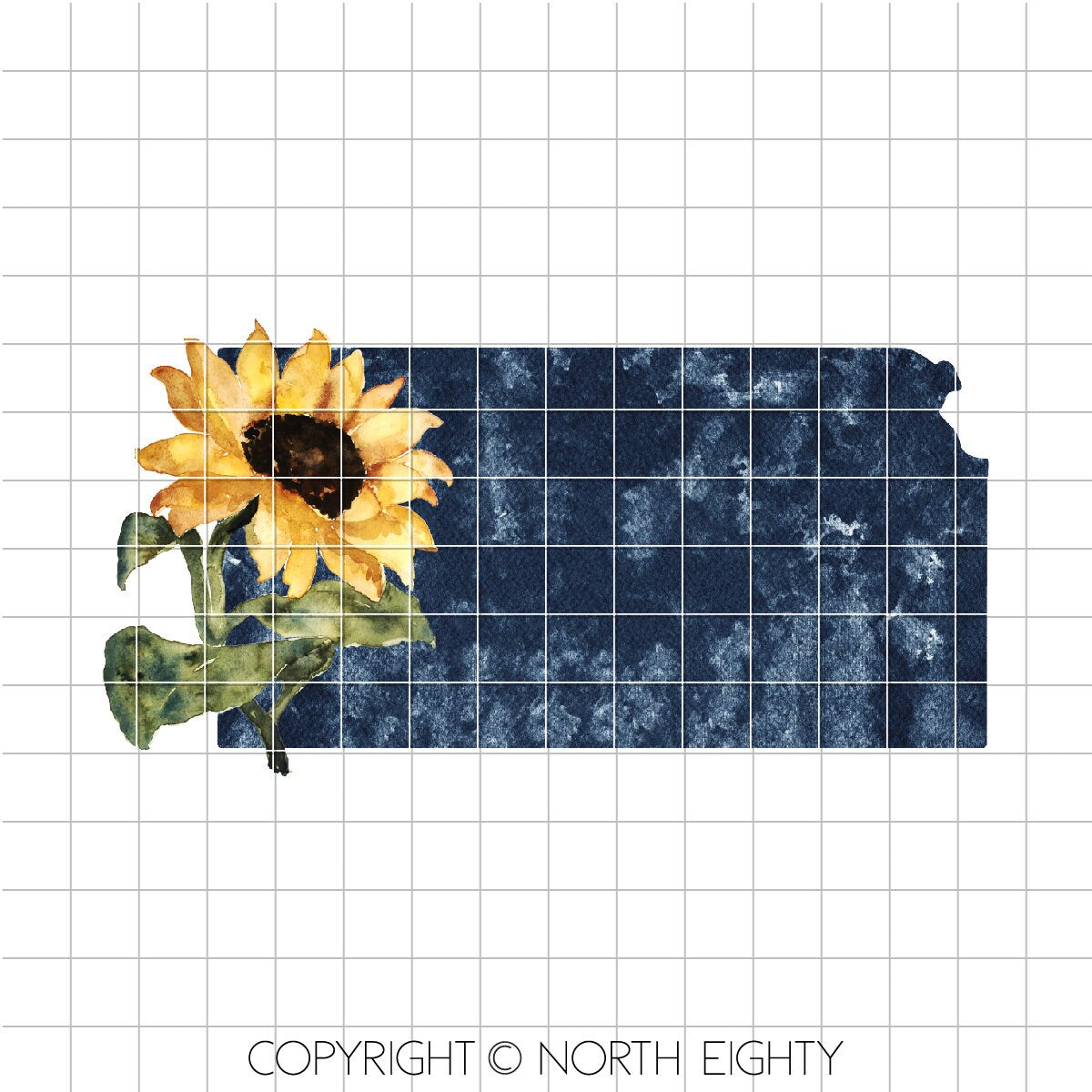Kansas Sublimation Transfer - State PNG Clip Art Design - Kansas Sunflower - State Watercolor Kansas Download - Sunflower png - Kansas png